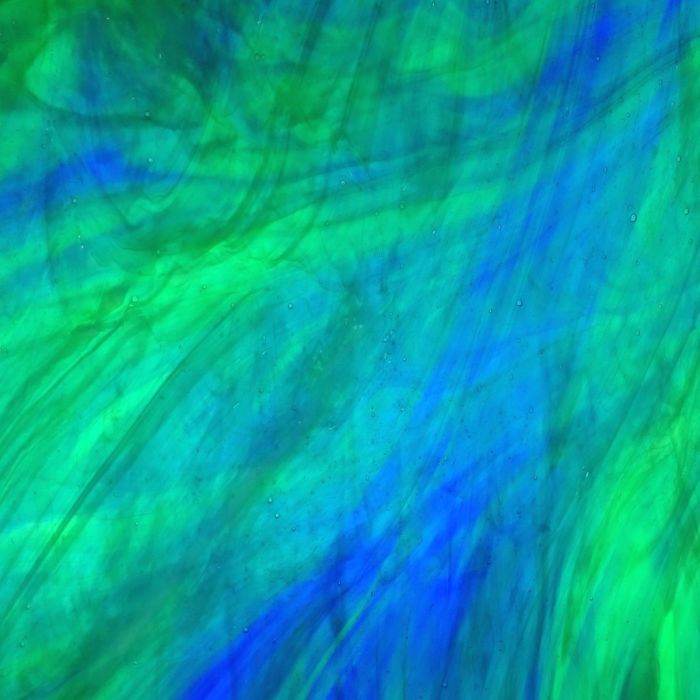 Wissmach Semi-Translucent Green with Streaks of Blue White 702-WO