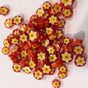 Millefiori Cape Jasmine Orange Bullseye Glass 14g