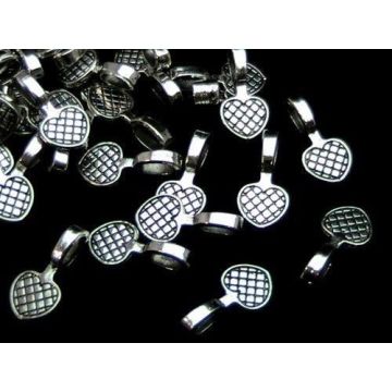 Jewellery Bails 20mm - Heart - Tibetan Silver - pack of 10