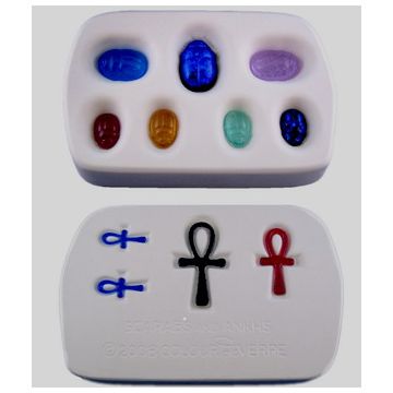 Colour De Verre Mould - Scarab & Ankhs - double sided