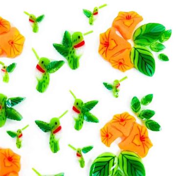 TGE Murrine Hummingbird Flower Mix COE96 - 50g