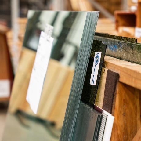 Crated glass sheets prepared for delivery