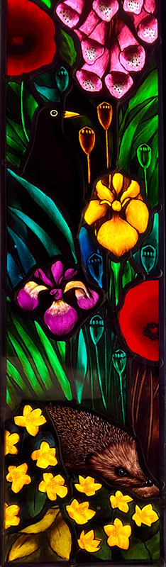 Nature in Abundance stained glass panel by Simon Howard Glass